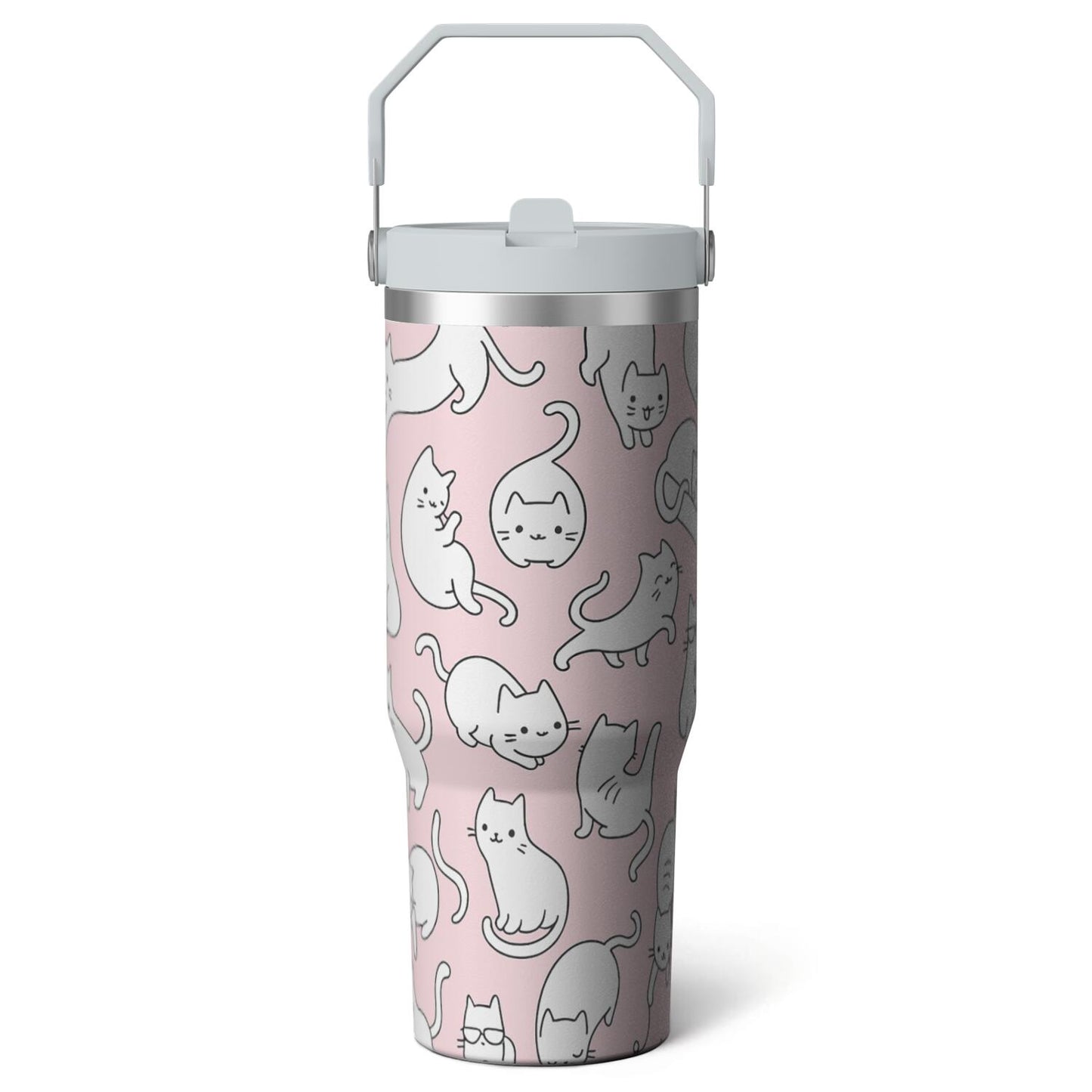 Pure Buddy - 1pc Halloween Bat 30oz Tumbler with Straw & Handle - Insulated Stainless Steel Cup | Holiday Gift for Man Women (Christmas, Valentine's, Birthday)