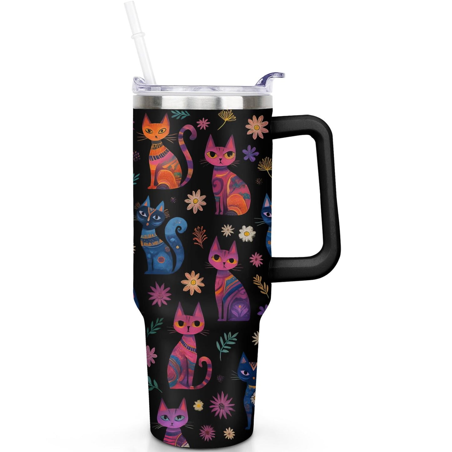 Pure Buddy - 1pc Goose 40oz Tumbler with Straw & Handle - Insulated Stainless Steel Cup | Holiday Gift for Man Women (Christmas, Valentine's, Birthday)