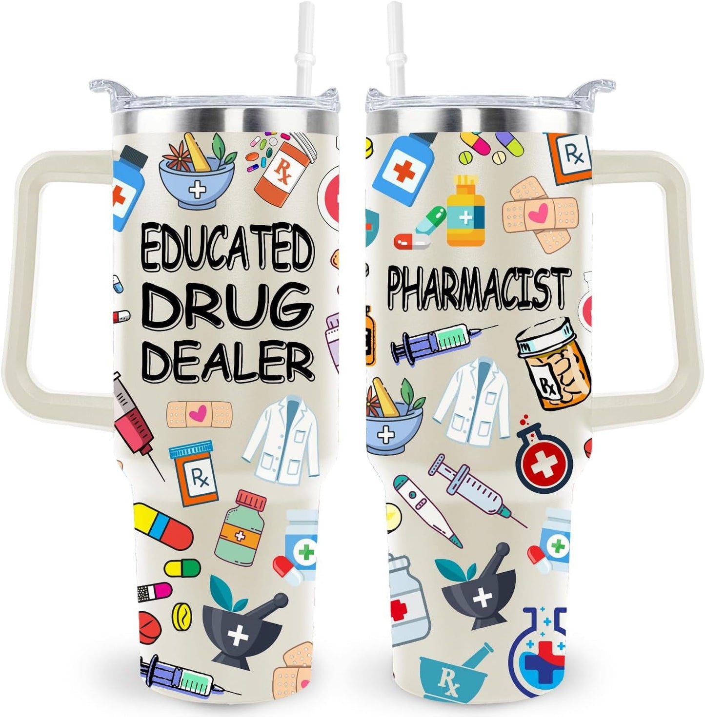 Pure Buddy - 40 Oz Respiratory Therapist Tumbler Cup Respiratory Therapist Gifts Stainless Steel Insulated Travel Coffee Mug with Handle Respiratory Therapist Week Gifts for Women Men
