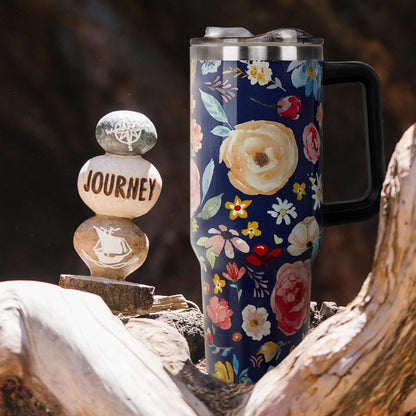 Pure Buddy - 40oz Tumbler with Handle and Straw Lid | Vacuum Insulated Leak Proof Tumbler | Stainless Steel Travel Mug Water Bottle Cup Keeps Cold & Hot | Terrazzo