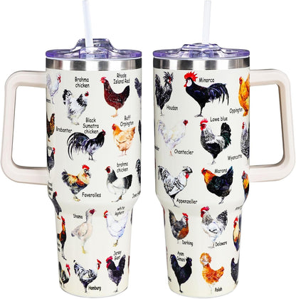Pure Buddy - Chicken Tumbler Cup 40 OZ, Chicken Gifts For Chicken Lovers, Chicken Mom Gifts, Funny Chicken Gifts for Women Men, Chicken Themed Gifts for Christmas, Mothers Day, Birthday Rooster Travel Mug