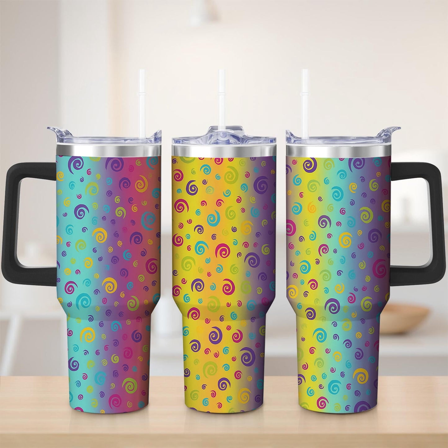 Pure Buddy - Colorful Spiral Gradient Stainless Steel Tumbler, 30oz