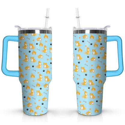 Pure Buddy - Gift for Dog Lovers Cute Dog Tumbler for Women - 40oz Dog Tumblers with Handle Straw and Lid Tumbler Cup Travel Coffee Mug