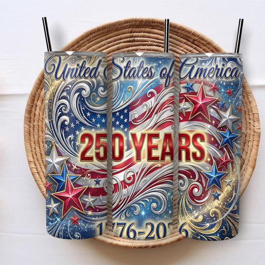 [NO STRAW] USA 250th Anniversary Tumbler, Patriotic Eagle, American Flag, Independence 20oz Stainless Steel Cup, Freedom 1776-2026