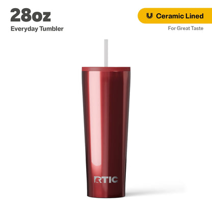 Pure Buddy - RTIC 28 oz Ceramic Lined Everyday Tumbler, Spill-Resistant Straw Lid, Marine