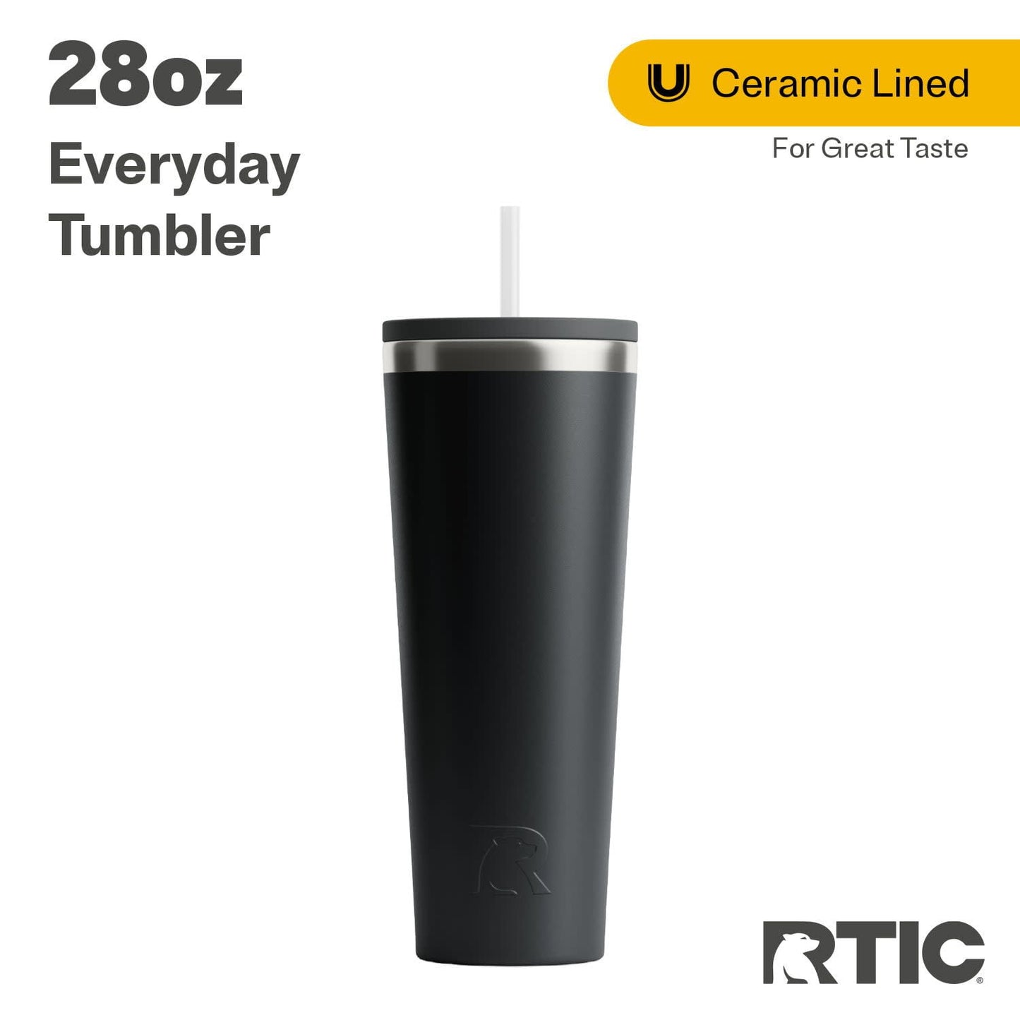 Pure Buddy - RTIC 28 oz Ceramic Lined Everyday Tumbler, Spill-Resistant Straw Lid, Plum Glitter