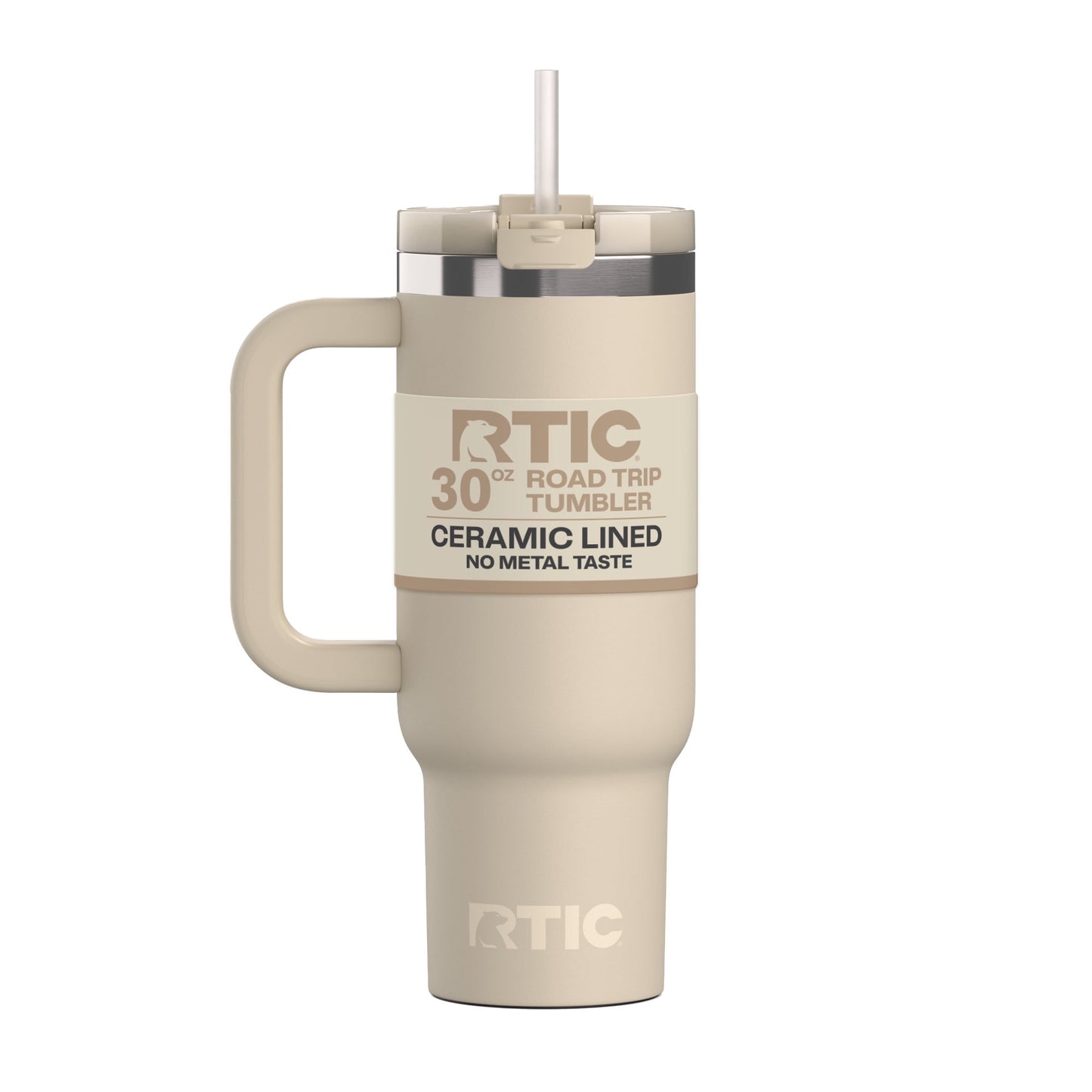 Pure Buddy - RTIC 30 oz Ceramic Lined Road Trip Tumbler with Handle and Leak-Resistant Straw Lid, Plum