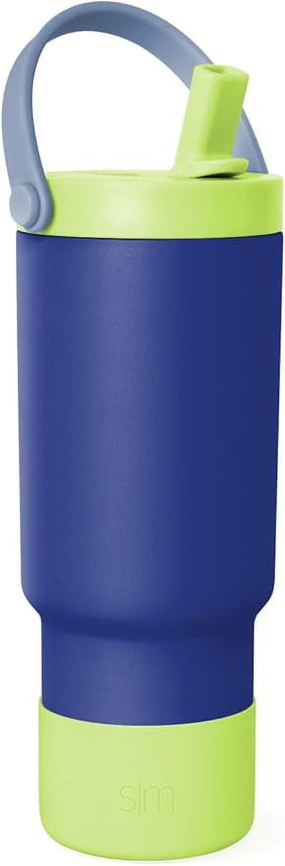 Pure Buddy - Simple Modern 24 Fl Oz Insulated Stainless Steel Trek Pivot Tumbler With Straw Lid And Top Handleseaside Blue