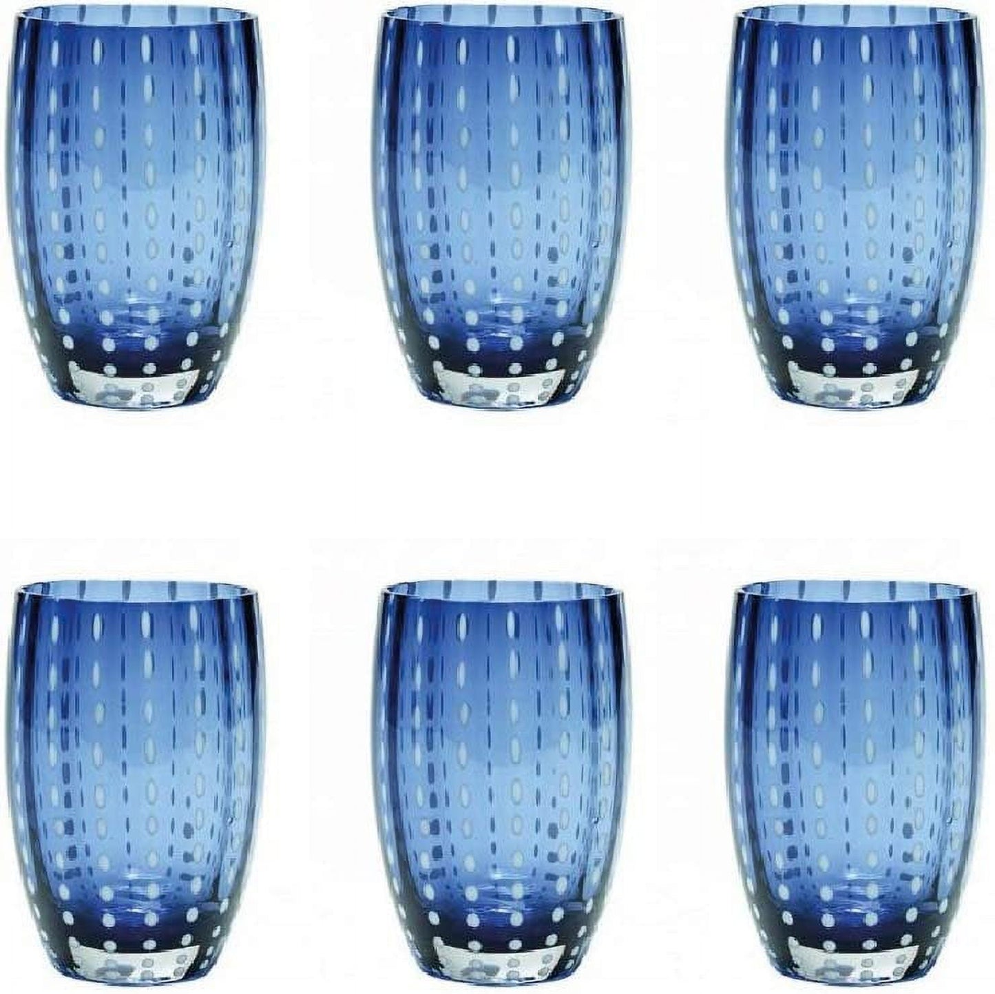 Zafferano Perle Glass Tumbler Set 6 Pieces  Grey Blue